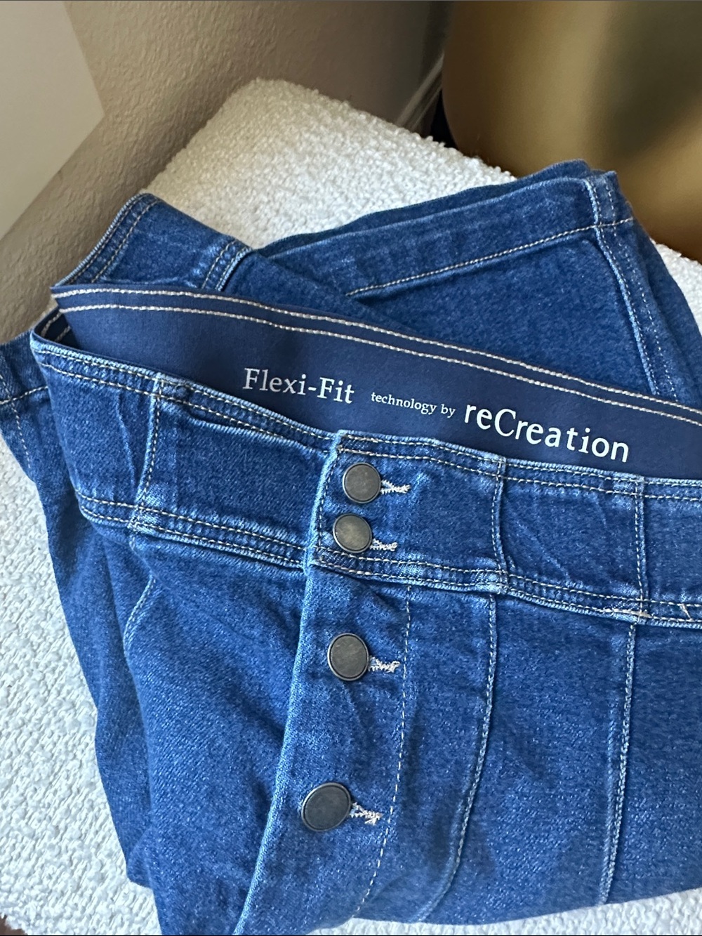 High-Rise Blue Denim Button-Front Women’s Jeans Skirt - Picture 2 of 2